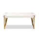 Baxton Studio Kassa Contemporary Glam and Luxe Brushed Gold Metal and White Finished Wood Coffee Table WHI-JY20A156-White-Gold-CT
