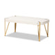 Baxton Studio Kassa Contemporary Glam and Luxe Brushed Gold Metal and White Finished Wood Coffee Table WHI-JY20A156-White-Gold-CT