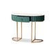 Baxton Studio Beale Luxe and Glam Green Velvet Upholstered and Brushed Gold Finished 1-Drawer Console Table with Faux Marble Tabletop
