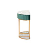 Baxton Studio Beale Luxe and Glam Green Velvet Upholstered and Brushed Gold Finished 1-Drawer Console Table with Faux Marble Tabletop