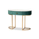 Baxton Studio Beale Luxe and Glam Green Velvet Upholstered and Brushed Gold Finished 1-Drawer Console Table with Faux Marble Tabletop