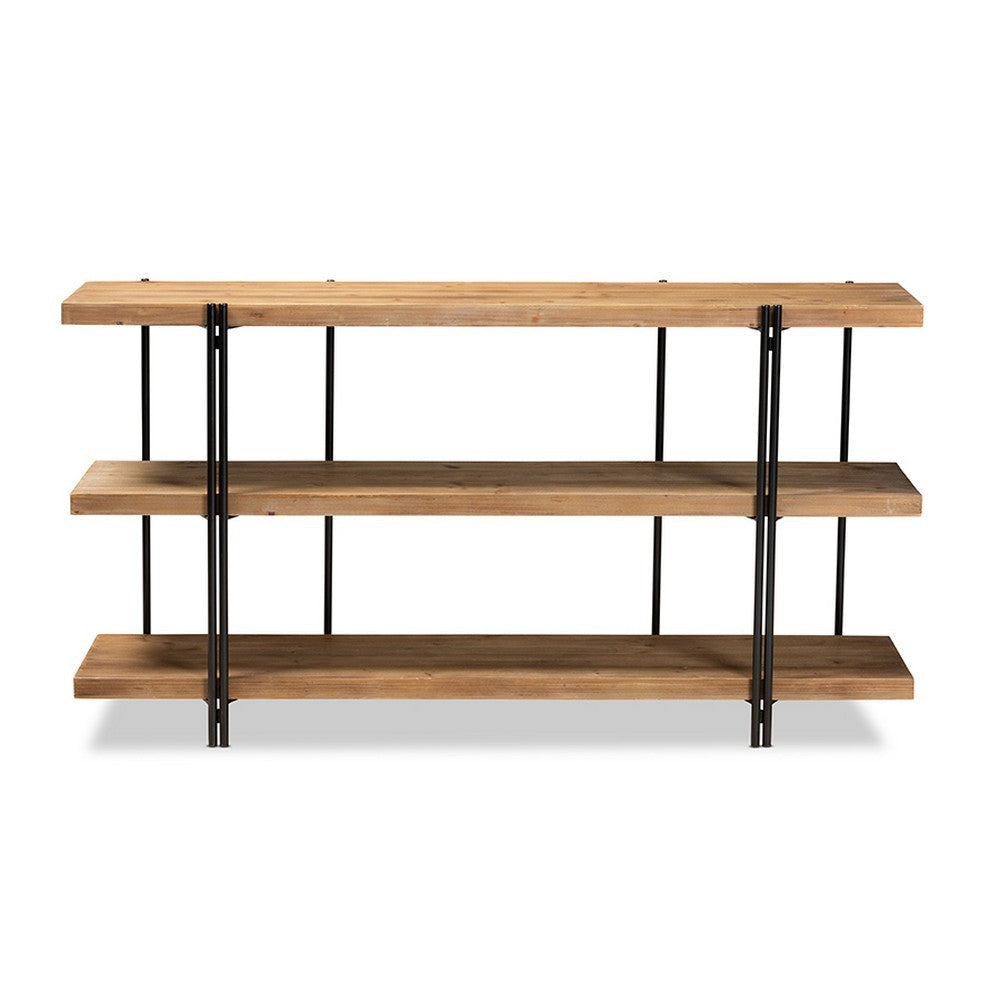 Baxton Studio Tarah Modern Rustic and Industrial Natural Brown Finished Wood and Black Finished Metal Console Table