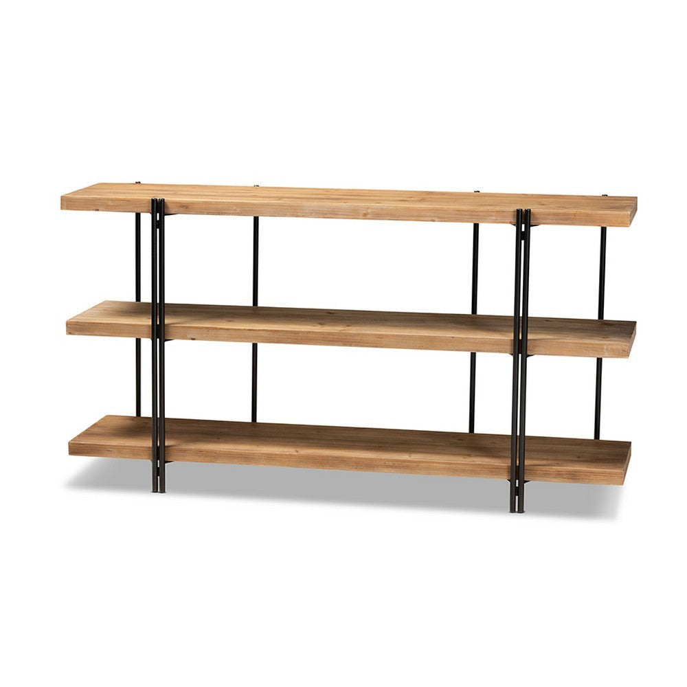 Baxton Studio Tarah Modern Rustic and Industrial Natural Brown Finished Wood and Black Finished Metal Console Table