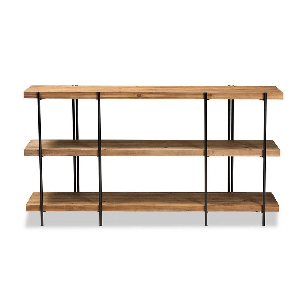 Baxton Studio Tarah Modern Rustic and Industrial Natural Brown Finished Wood and Black Finished Metal Console Table