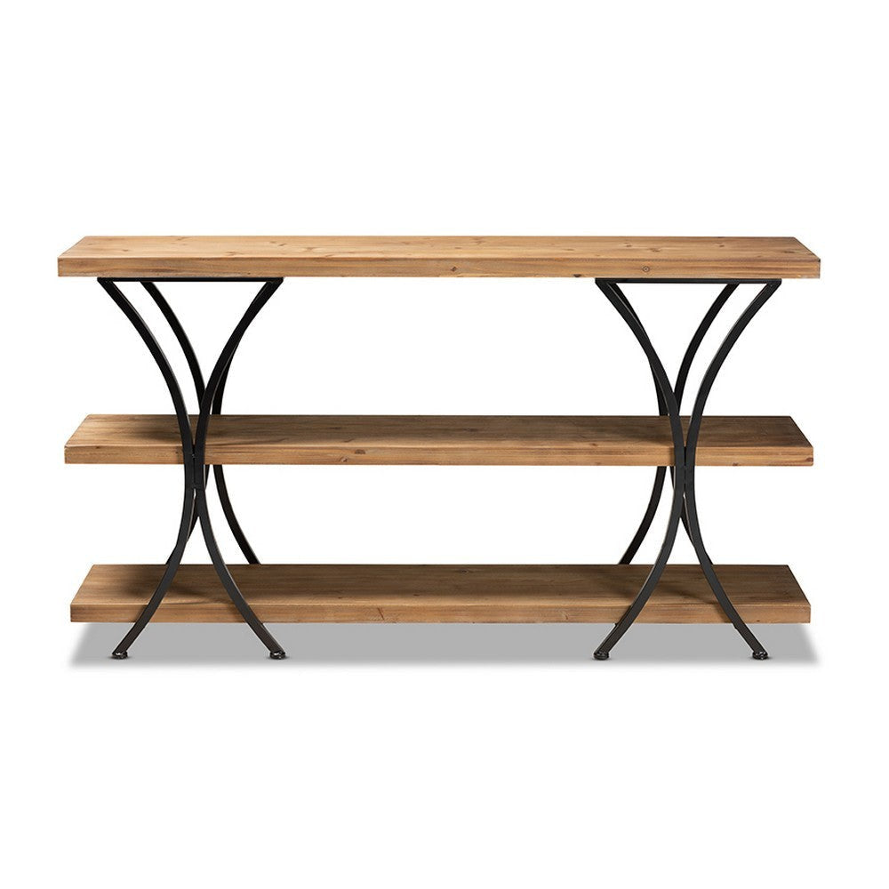 Baxton Studio Terrell Modern Rustic and Industrial Natural Brown Finished Wood and Black Finished Metal Console Table