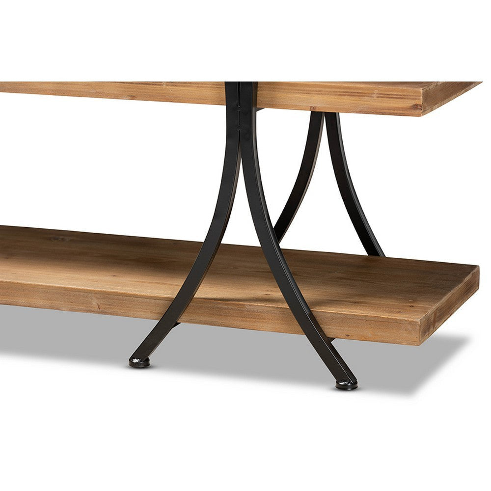 Baxton Studio Terrell Modern Rustic and Industrial Natural Brown Finished Wood and Black Finished Metal Console Table