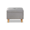 Baxton Studio Elias Modern and Contemporary Grey Velvet Fabric Upholstered and Oak Brown Finished Wood Storage Ottoman