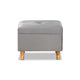 Baxton Studio Elias Modern and Contemporary Grey Velvet Fabric Upholstered and Oak Brown Finished Wood Storage Ottoman