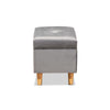 Baxton Studio Elias Modern and Contemporary Grey Velvet Fabric Upholstered and Oak Brown Finished Wood Storage Ottoman