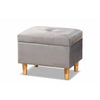 Baxton Studio Elias Modern and Contemporary Grey Velvet Fabric Upholstered and Oak Brown Finished Wood Storage Ottoman