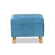 Baxton Studio Elias Modern and Contemporary Sky Blue Velvet Fabric Upholstered and Oak Brown Finished Wood Storage Ottoman