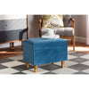 Baxton Studio Elias Modern and Contemporary Sky Blue Velvet Fabric Upholstered and Oak Brown Finished Wood Storage Ottoman