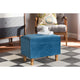 Baxton Studio Elias Modern and Contemporary Sky Blue Velvet Fabric Upholstered and Oak Brown Finished Wood Storage Ottoman