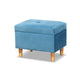 Baxton Studio Elias Modern and Contemporary Sky Blue Velvet Fabric Upholstered and Oak Brown Finished Wood Storage Ottoman