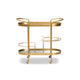 Baxton Studio Kamal Modern and Contemporary Glam Brushed Gold Finished Metal and Mirrored Glass 2-Tier Mobile Wine Bar Cart