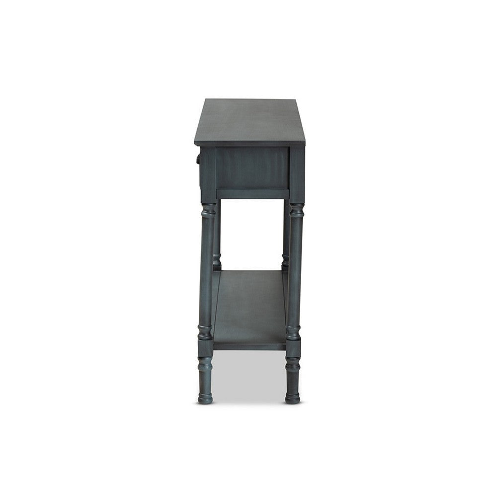 Baxton Studio Garvey French Provincial Dark Blue Gray Wood 3-Drawer Entryway Console Table