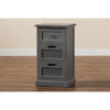 Baxton Studio Sheldon Modern and Contemporary Vintage Grey Finished Wood and Synthetic Rattan 3-Drawer End Table