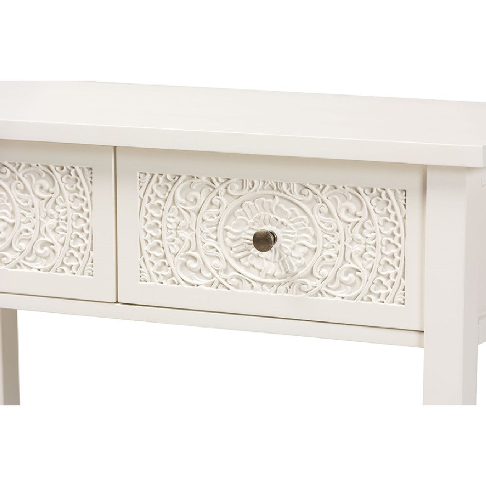 Baxton Studio Lambert Classic and Traditional White Finished Wood 2-Drawer Console Table WHI-JY20B082-White-Console