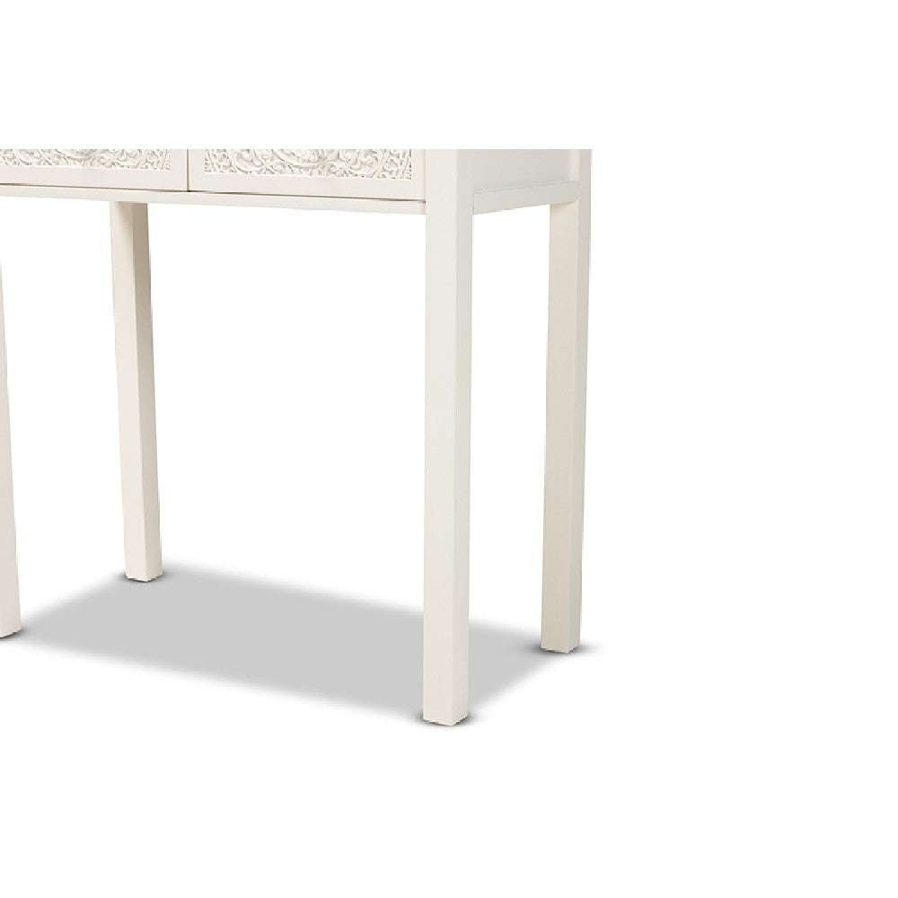 Baxton Studio Lambert Classic and Traditional White Finished Wood 2-Drawer Console Table WHI-JY20B082-White-Console