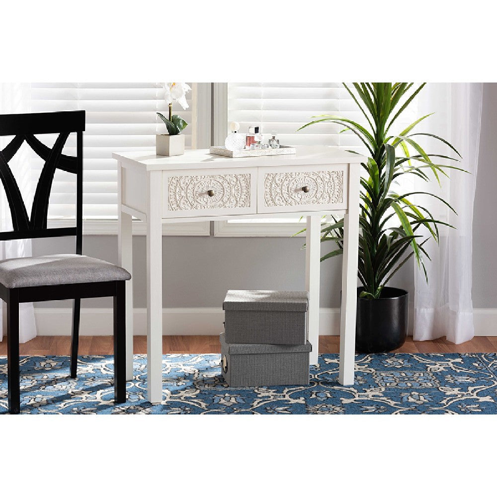 Baxton Studio Lambert Classic and Traditional White Finished Wood 2-Drawer Console Table