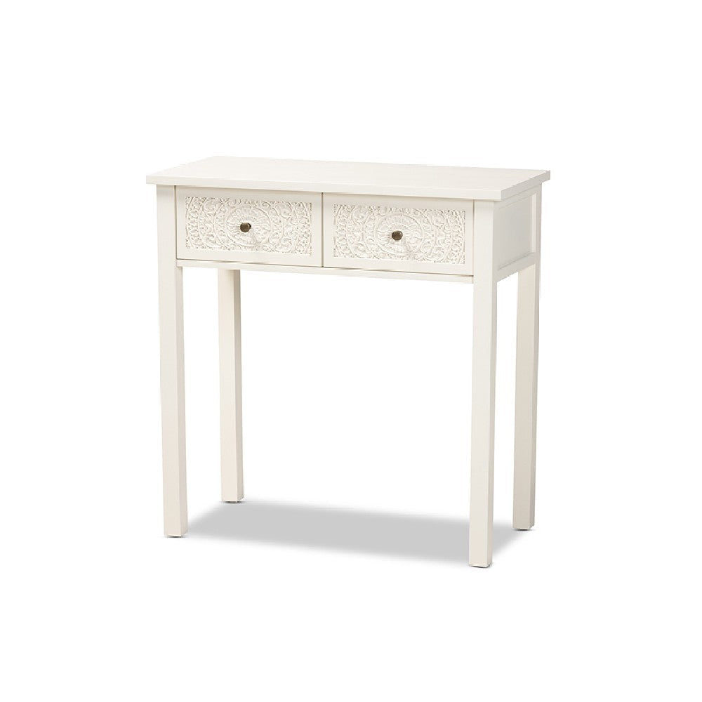 Baxton Studio Lambert Classic and Traditional White Finished Wood 2-Drawer Console Table WHI-JY20B082-White-Console