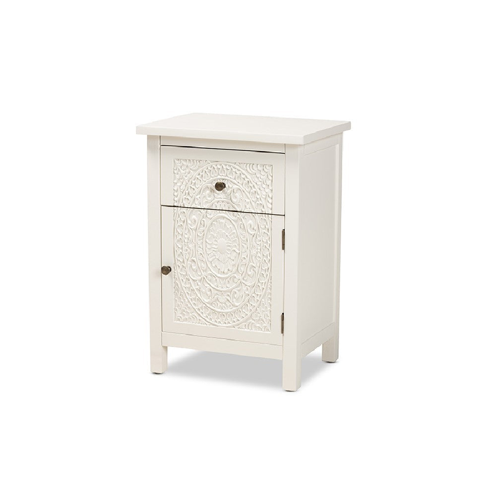 Baxton Studio Lambert Classic and Traditional White Finished Wood 1-Drawer End Table WHI-JY20B083-White-ET