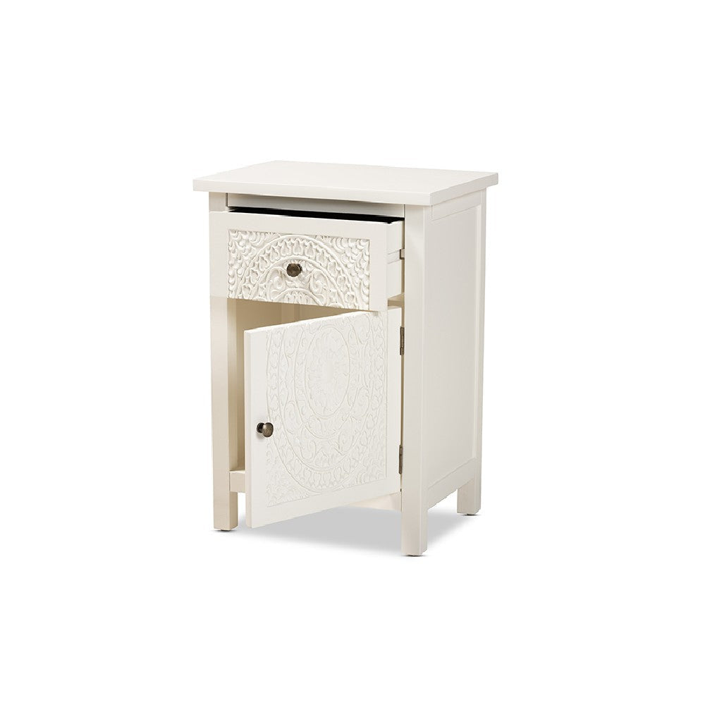 Baxton Studio Lambert Classic and Traditional White Finished Wood 1-Drawer End Table WHI-JY20B083-White-ET