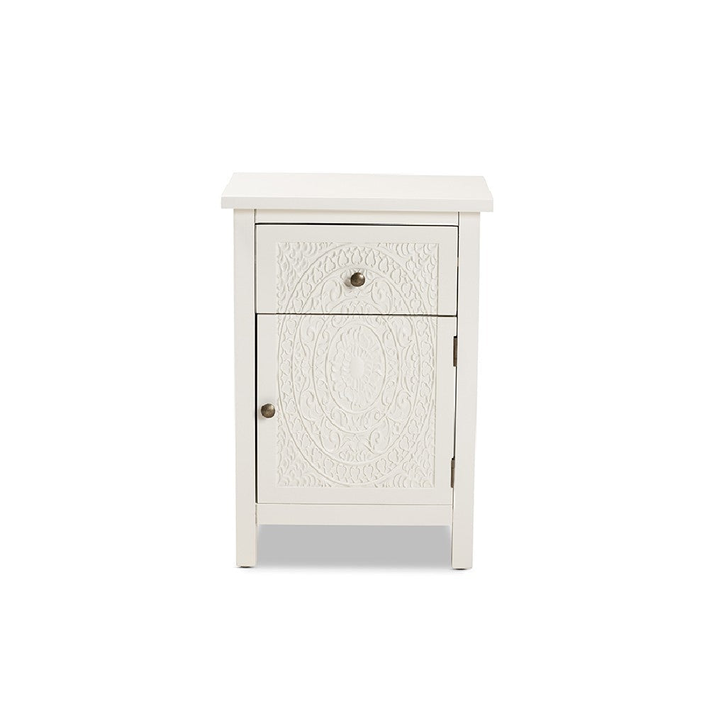 Baxton Studio Lambert Classic and Traditional White Finished Wood 1-Drawer End Table WHI-JY20B083-White-ET