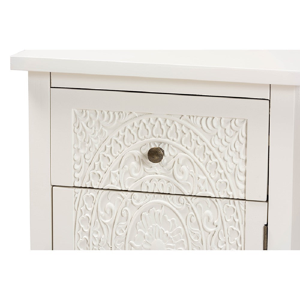 Baxton Studio Lambert Classic and Traditional White Finished Wood 1-Drawer End Table WHI-JY20B083-White-ET