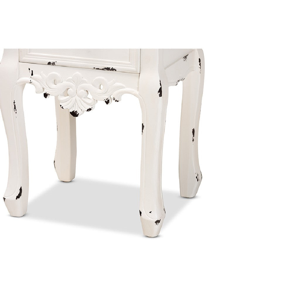 Baxton Studio Levron Classic and Traditional Two-Tone Walnut Brown and Antique White Finished Wood 2-Drawer End Table