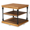 Baxton Studio Sebastian Traditional Industrial Oak Brown Finished Wood and Black Metal 3-Tier End Table