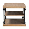 Baxton Studio Sebastian Traditional Industrial Greywashed Wood and Black Metal 3-Tier End Table