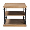 Baxton Studio Sebastian Traditional Industrial Greywashed Wood and Black Metal 3-Tier End Table