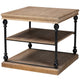 Baxton Studio Sebastian Traditional Industrial Greywashed Wood and Black Metal 3-Tier End Table