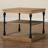 Baxton Studio Sebastian Traditional Industrial Greywashed Wood and Black Metal 3-Tier End Table
