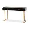 Baxton Studio Beagan Modern and Contemporary Black Finished Wood and Gold Metal 2-Drawer Console Table