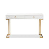 Baxton Studio Beagan Modern and Contemporary White Finished Wood and Gold Metal 2-Drawer Console Table