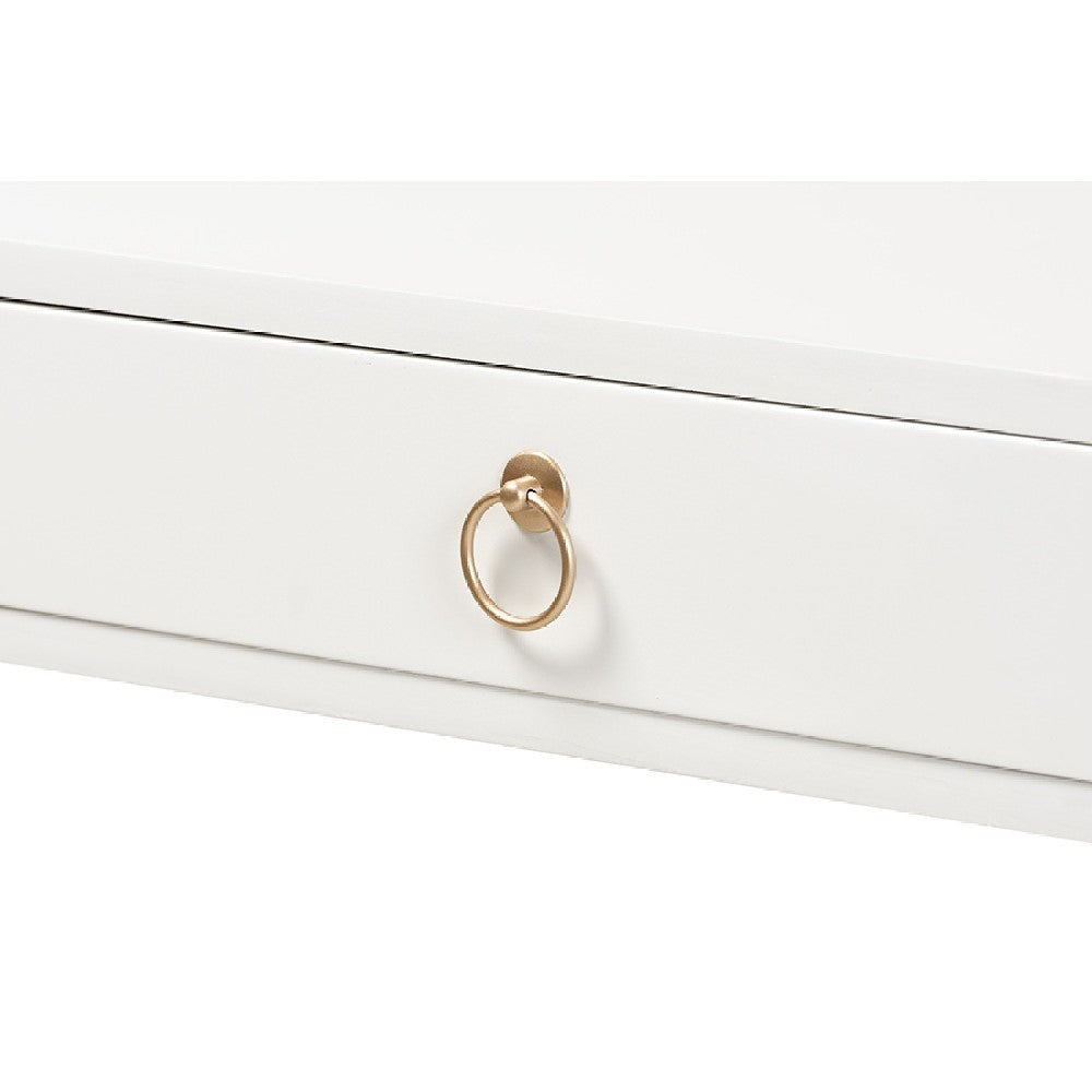Baxton Studio Beagan Modern and Contemporary White Finished Wood and Gold Metal 2-Drawer Console Table
