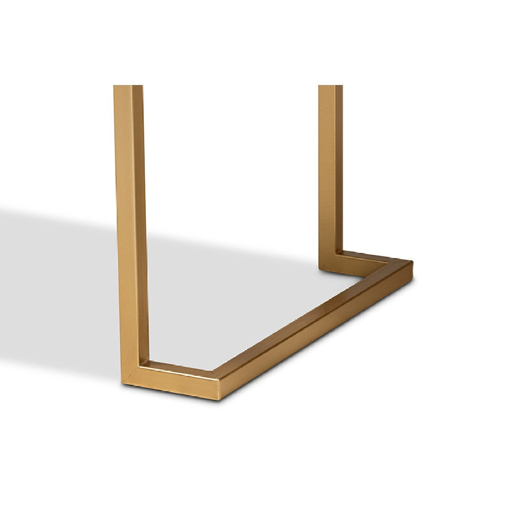 Baxton Studio Beagan Modern and Contemporary White Finished Wood and Gold Metal 2-Drawer Console Table