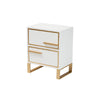 Baxton Studio Giolla Contemporary Glam and Luxe White Finished Wood and Gold Metal 2-Drawer End Table WHI-JY21A014-Wood-Metal-White-Gold-ET