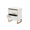 Baxton Studio Giolla Contemporary Glam and Luxe White Finished Wood and Gold Metal 2-Drawer End Table WHI-JY21A014-Wood-Metal-White-Gold-ET