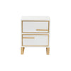Baxton Studio Giolla Contemporary Glam and Luxe White Finished Wood and Gold Metal 2-Drawer End Table WHI-JY21A014-Wood-Metal-White-Gold-ET