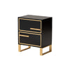 Baxton Studio Giolla Contemporary Glam and Luxe Black Finished Wood and Gold Metal 2-Drawer End Table WHI-JY21A015-Wood-Metal-Black-Gold-ET
