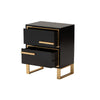 Baxton Studio Giolla Contemporary Glam and Luxe Black Finished Wood and Gold Metal 2-Drawer End Table WHI-JY21A015-Wood-Metal-Black-Gold-ET