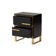 Baxton Studio Giolla Contemporary Glam and Luxe Black Finished Wood and Gold Metal 2-Drawer End Table WHI-JY21A015-Wood-Metal-Black-Gold-ET