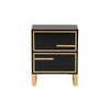 Baxton Studio Giolla Contemporary Glam and Luxe Black Finished Wood and Gold Metal 2-Drawer End Table WHI-JY21A015-Wood-Metal-Black-Gold-ET