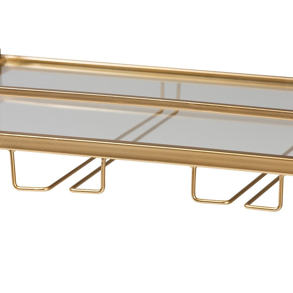 Baxton Studio Savannah Contemporary Glam and Luxe Gold Metal and Glass Wine Cart