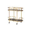 Baxton Studio Leighton Contemporary Glam and Luxe Gold Metal and Tempered Glass 2-Tier Wine Cart WHI-JY21A019-Gold-Cart