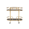 Baxton Studio Leighton Contemporary Glam and Luxe Gold Metal and Tempered Glass 2-Tier Wine Cart WHI-JY21A019-Gold-Cart