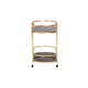 Baxton Studio Leighton Contemporary Glam and Luxe Gold Metal and Tempered Glass 2-Tier Wine Cart WHI-JY21A019-Gold-Cart